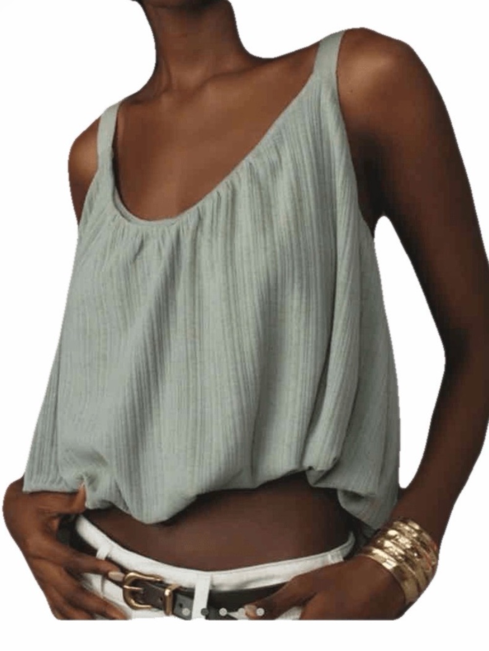 Anthropologie Sage Green Ribbed Cropped Tank